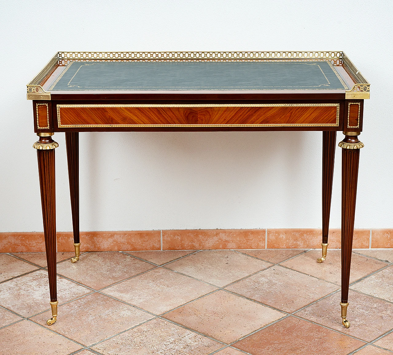 French Napoleon III mahogany and bronze writing desk, 19th century 6