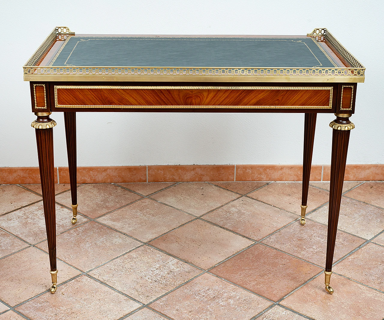 French Napoleon III mahogany and bronze writing desk, 19th century 8