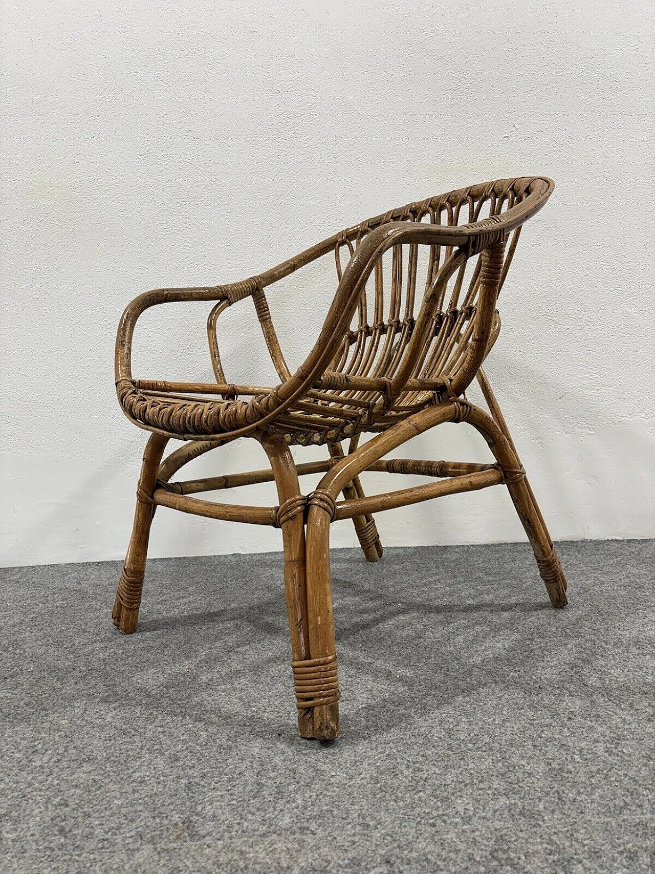 4 Garden armchairs and coffee table in rattan by V. Bonacina, 1960s 20