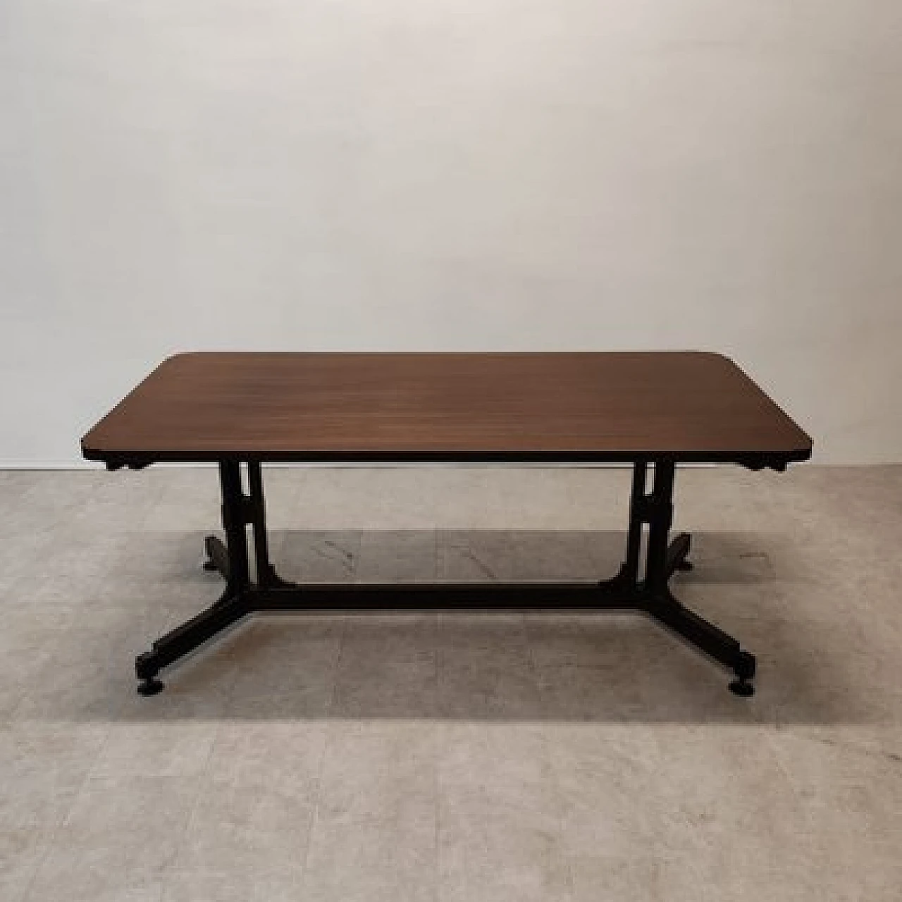 Rosewood and iron table with brass feet, 1950s 1