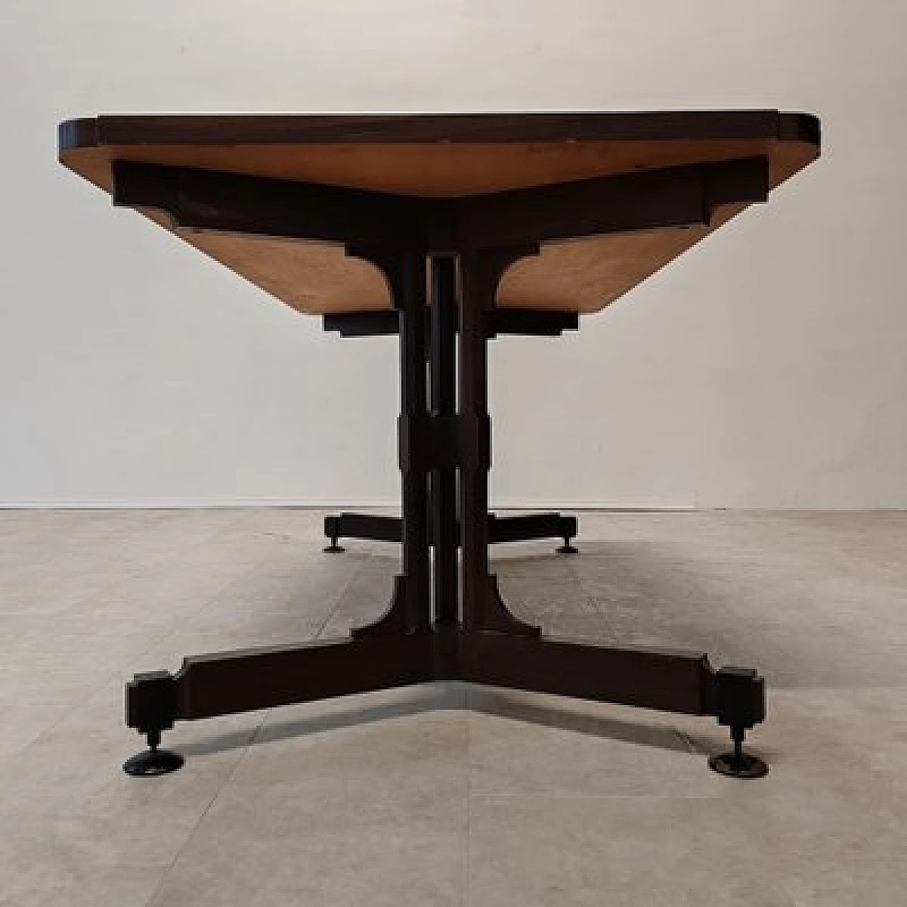 Rosewood and iron table with brass feet, 1950s 2