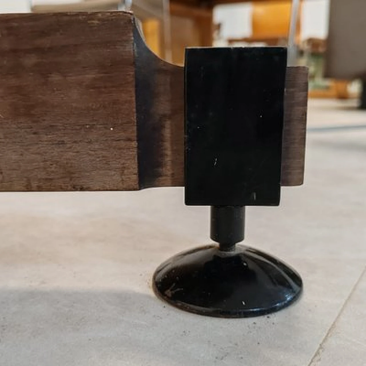 Rosewood and iron table with brass feet, 1950s 4