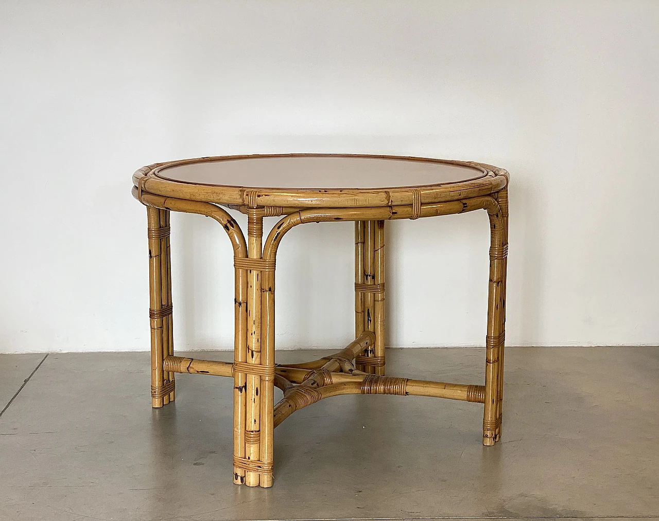 4 Chairs and game table in bamboo, 1970s 10