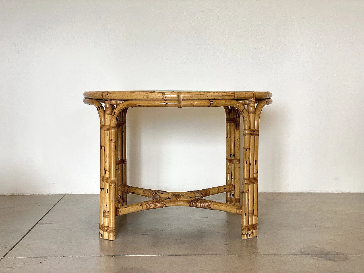 4 Chairs and game table in bamboo, 1970s 12