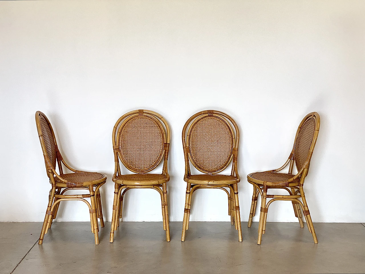 4 Chairs and game table in bamboo, 1970s 18