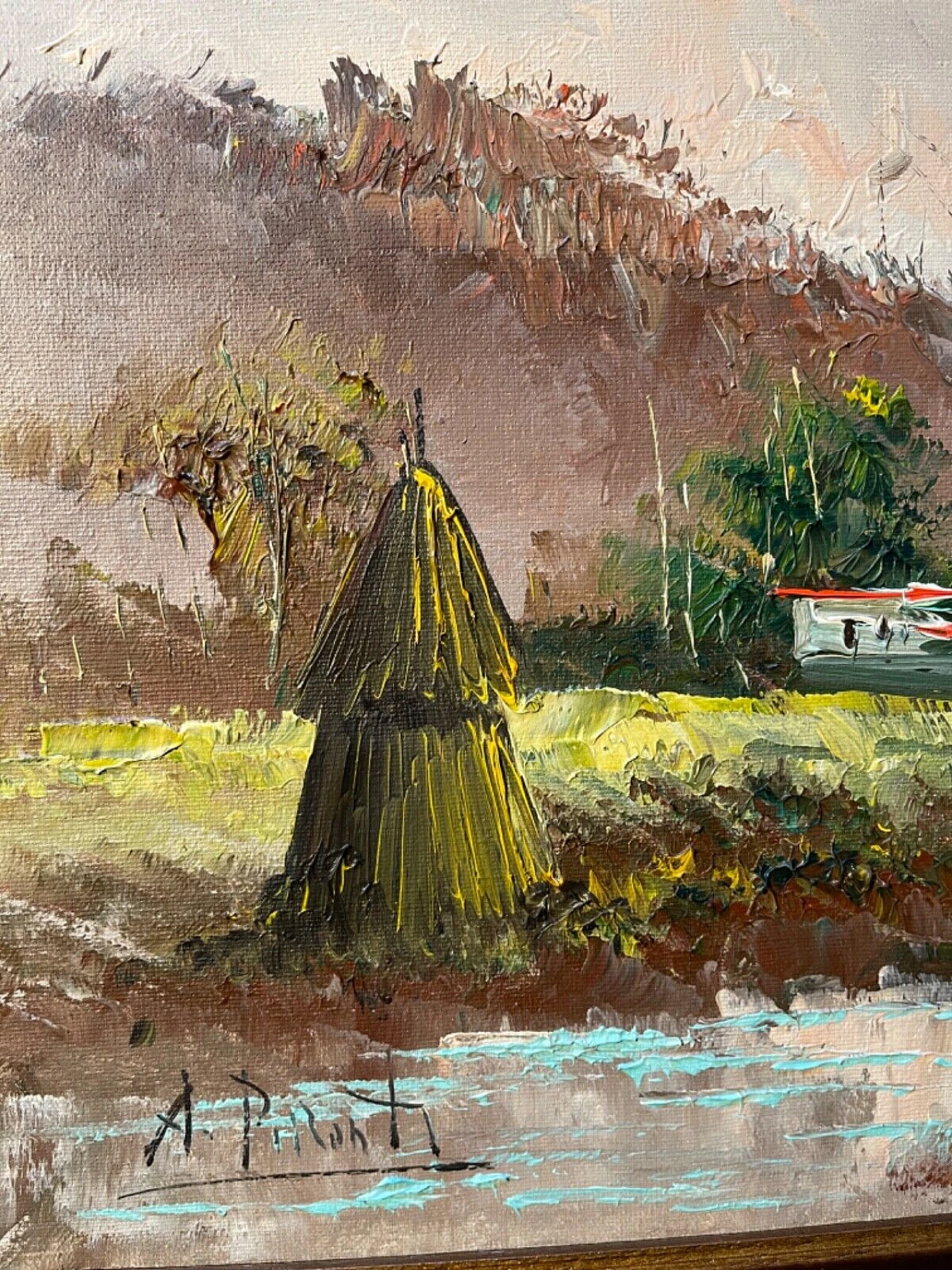 Aldo Pironti, paesaggio rurale, dipinto a olio su tela 4