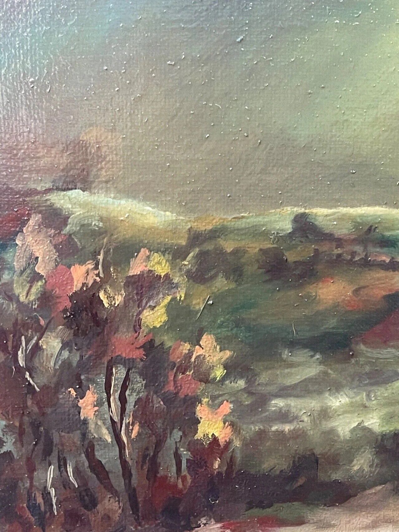 Ovidio Manetti, paesaggio rurale notturno, dipinto a olio su tela 3