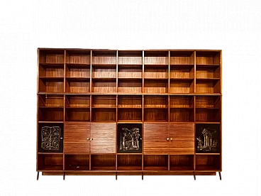 Mahogany veneered bookcase by Tommaso Gnone, 1950s