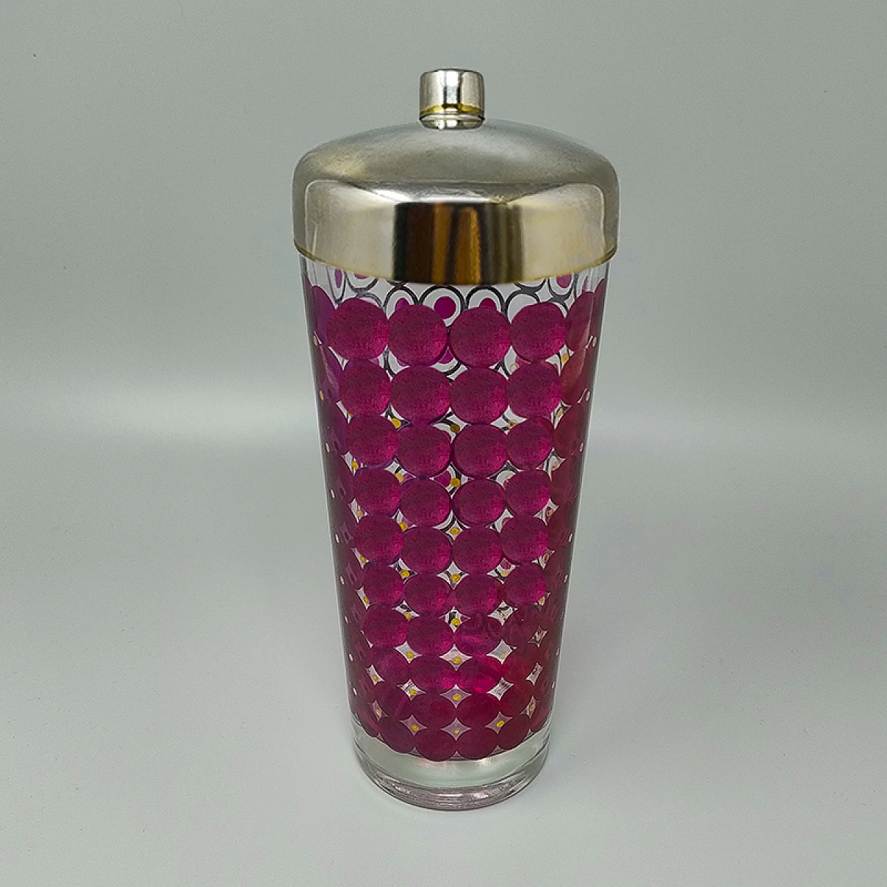 American glass and metal cocktail shaker, 1960s 4