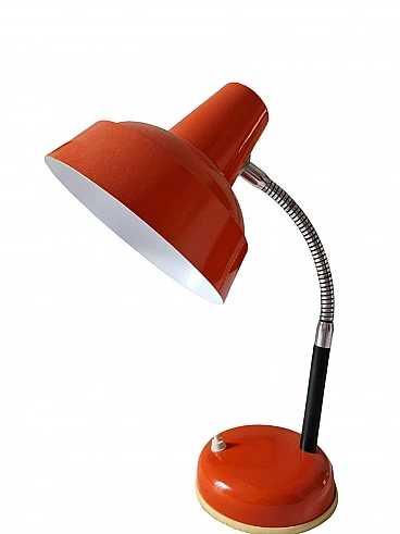 Orange-stained metal table lamp, 1960s