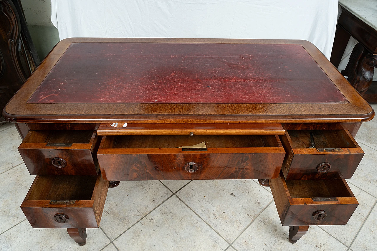 Louis Philippe mahogany feather scissor desk, 19th century 2