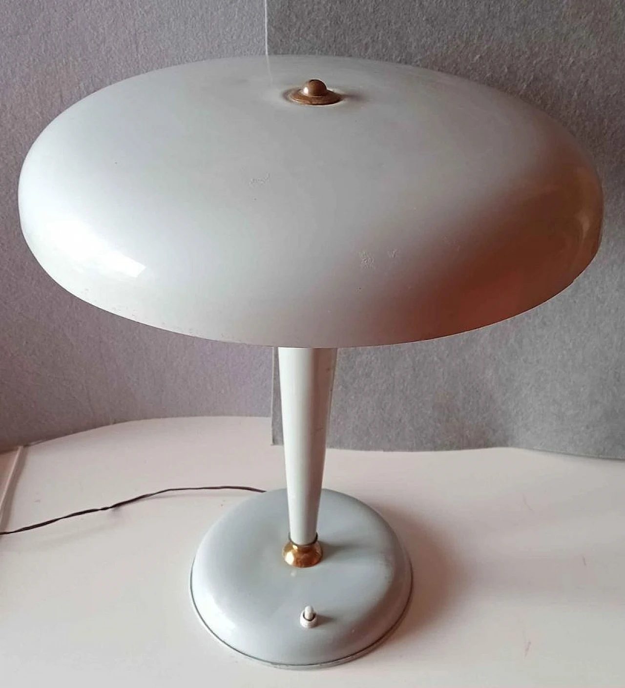 Pale blue metal ministerial table lamp, 1950s 1