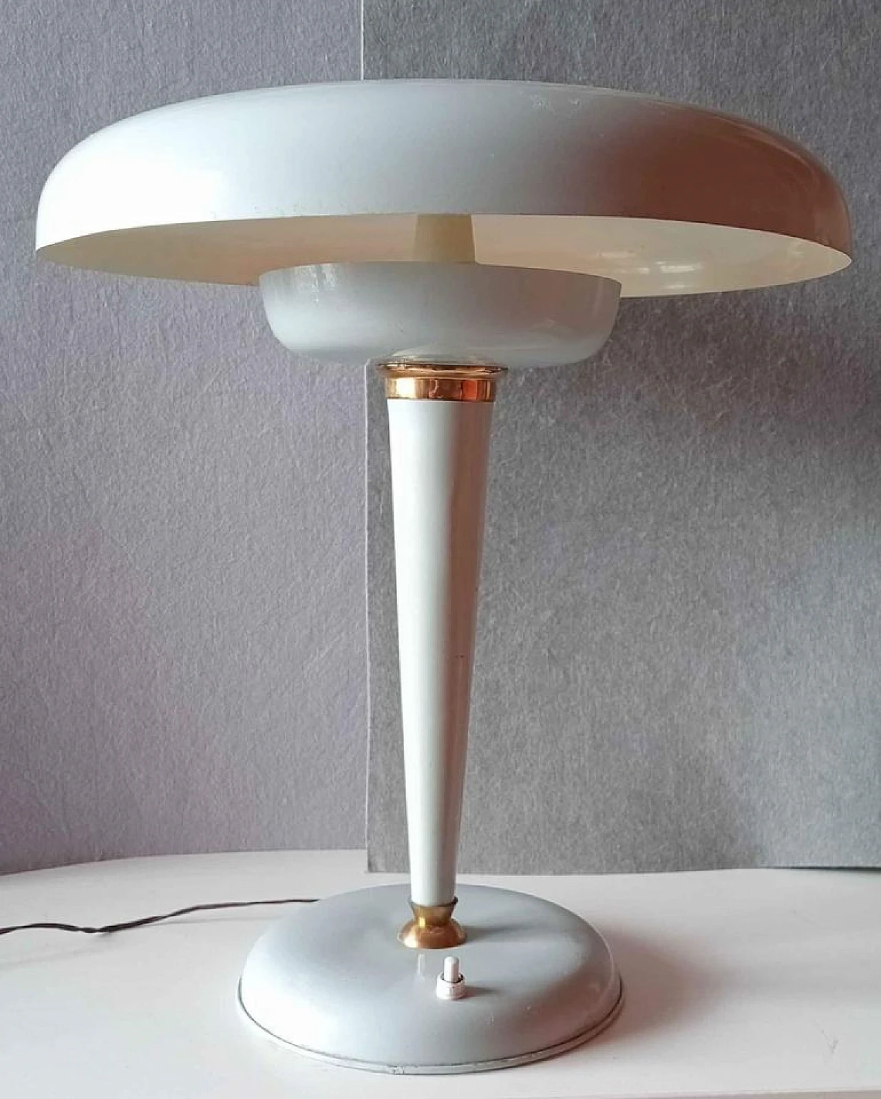 Pale blue metal ministerial table lamp, 1950s 2