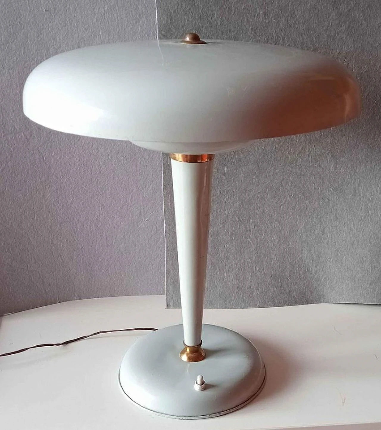 Pale blue metal ministerial table lamp, 1950s 3