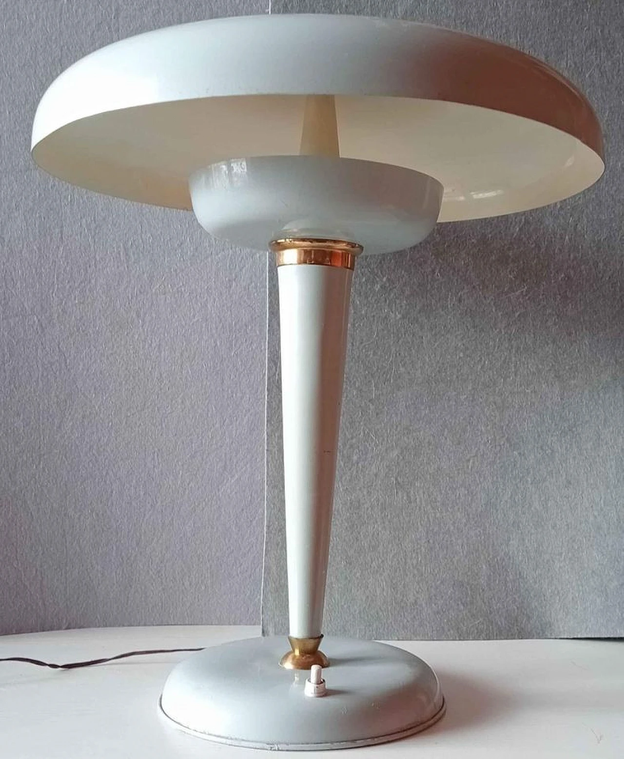 Pale blue metal ministerial table lamp, 1950s 4