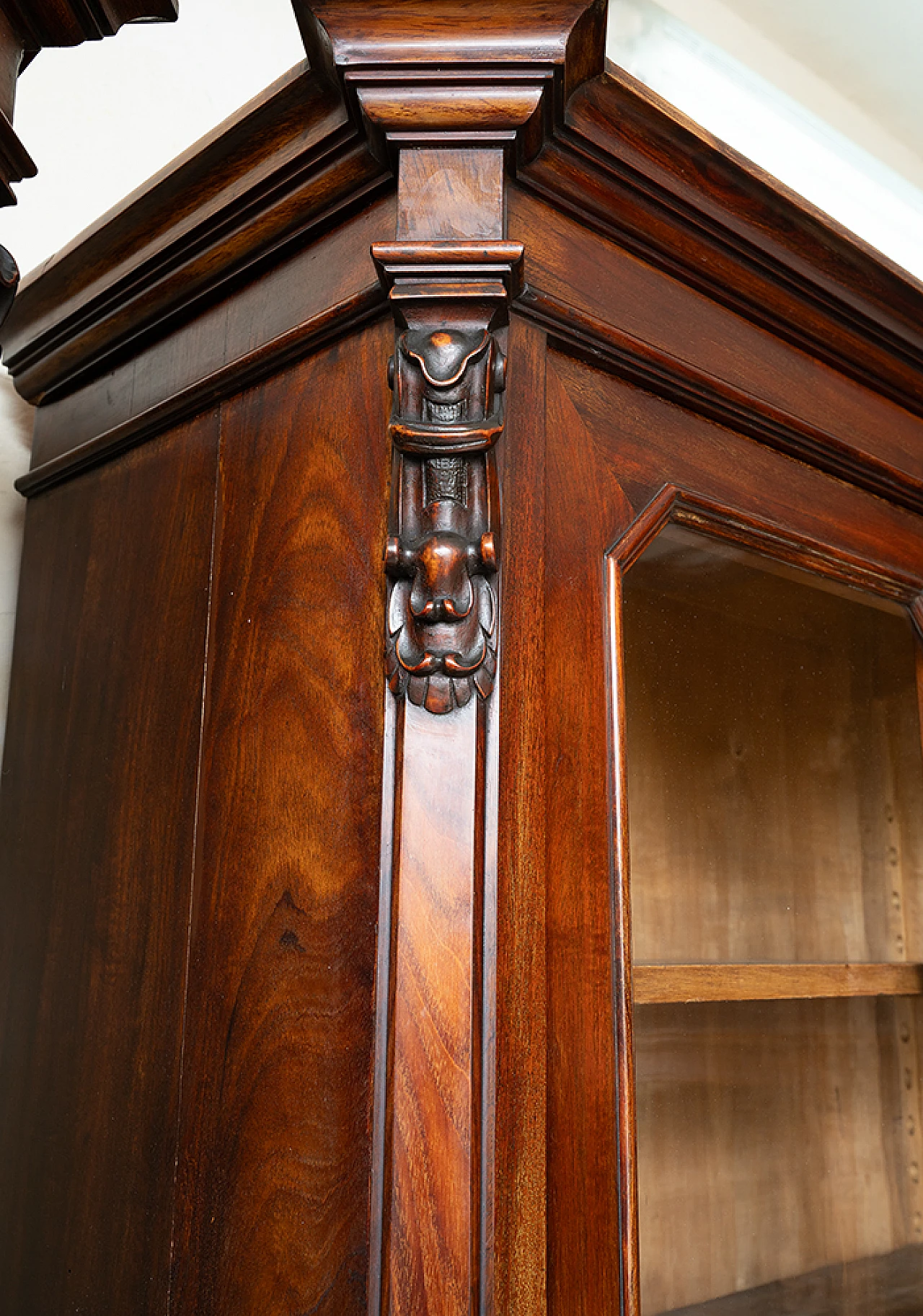 Pair of bookcases in mahogany & poplar with glass doors, 19th century 2