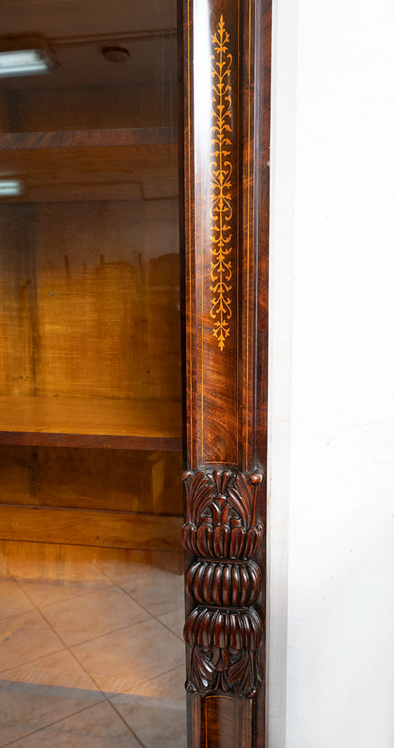 Bookcase in mahogany & poplar with glass doors, 19th century 3