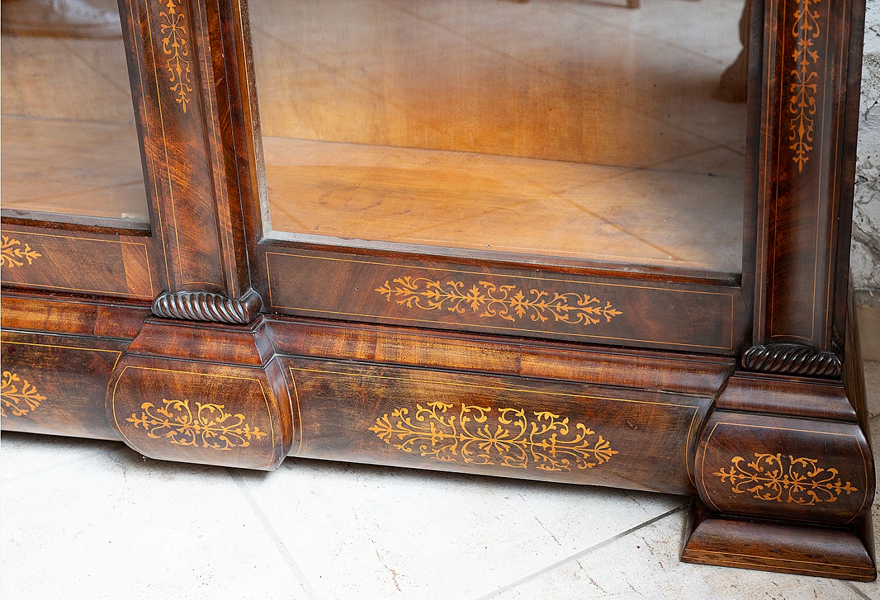 Bookcase in mahogany & poplar with glass doors, 19th century 5