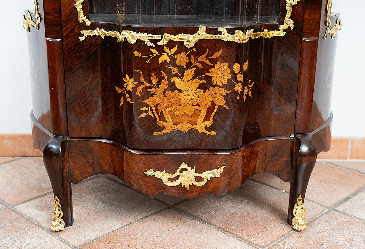 Display case in fine exotic wood with gilded decor, 19th century 2