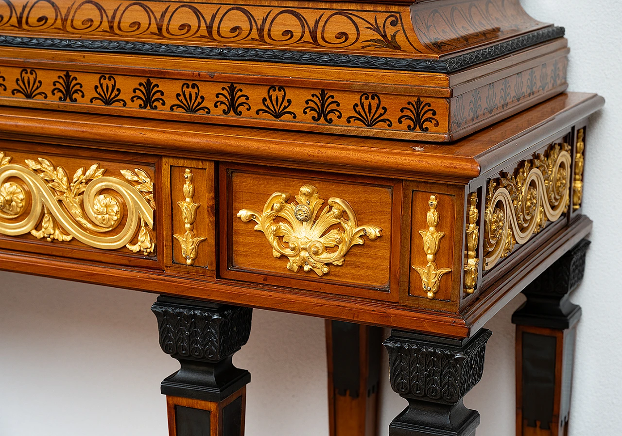 Double body sideboard in exotic woods with gilded bronze elements 5