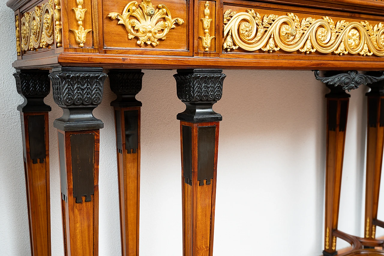 Double body sideboard in exotic woods with gilded bronze elements 7