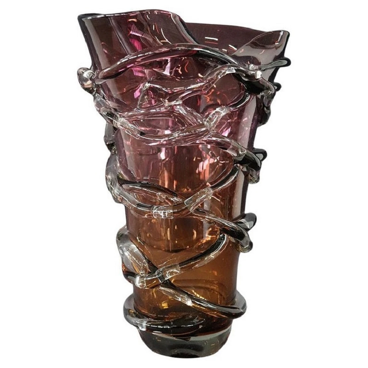 Amber-coloured Murano glass vase, 1980s 1