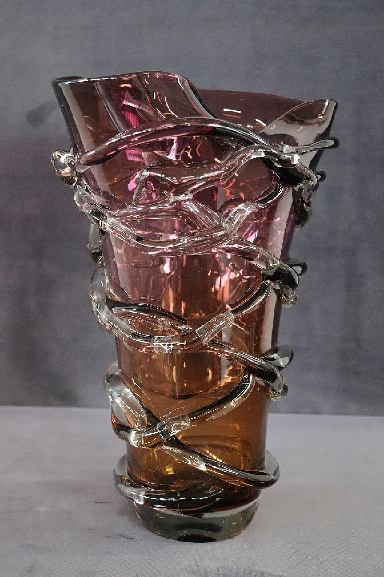 Amber-coloured Murano glass vase, 1980s 2