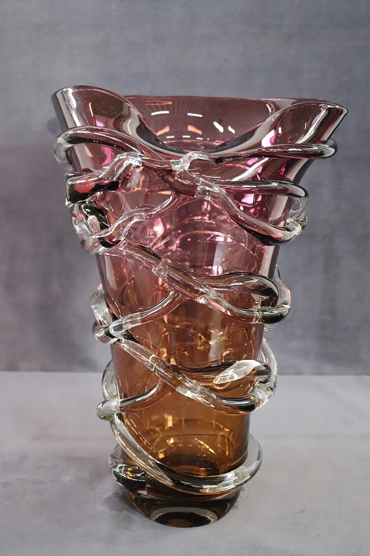 Amber-coloured Murano glass vase, 1980s 5