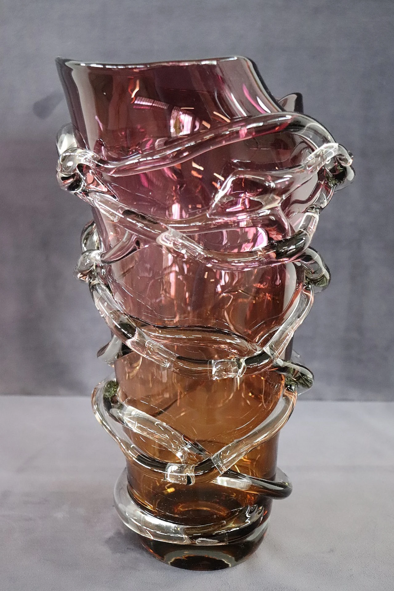 Amber-coloured Murano glass vase, 1980s 6