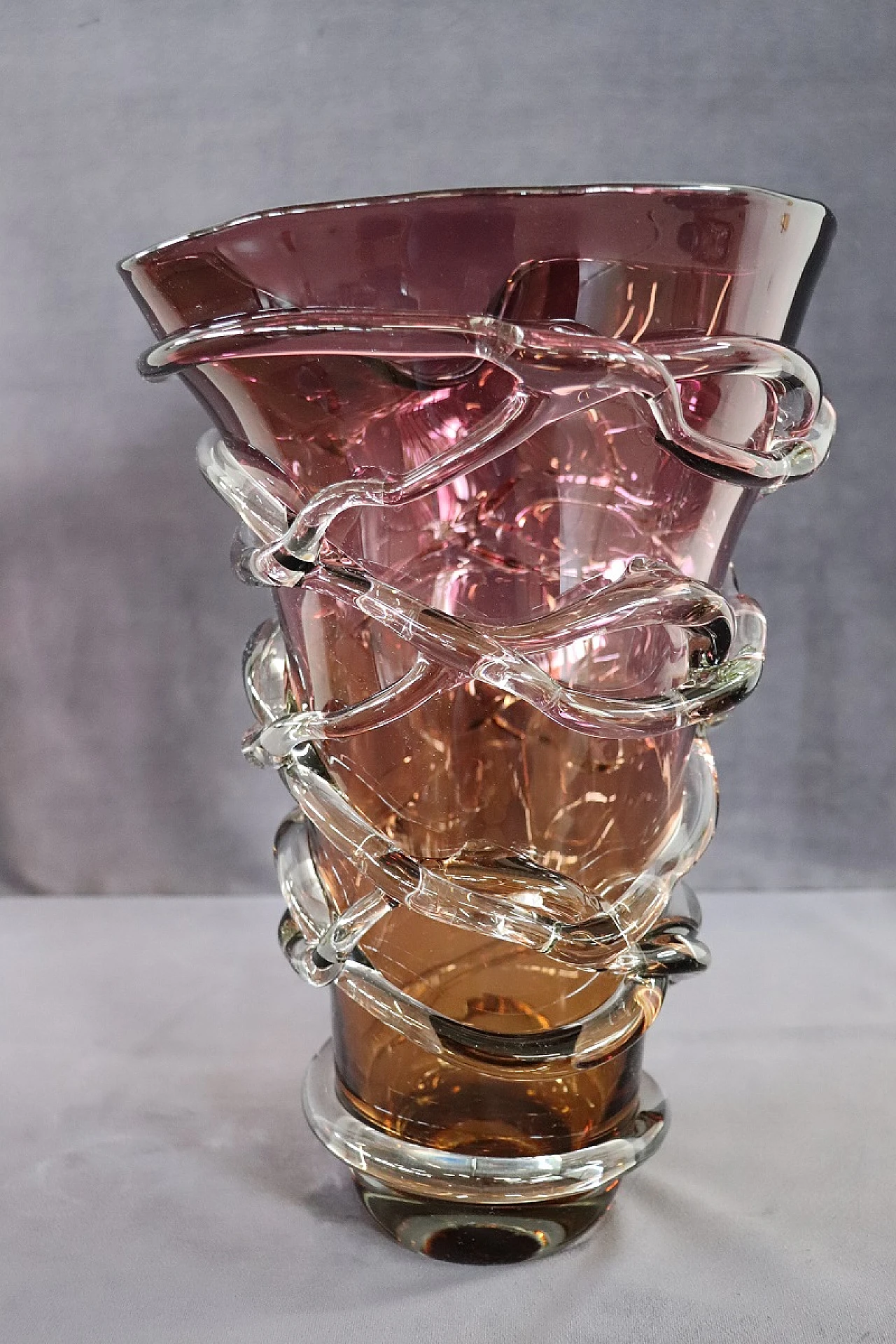 Amber-coloured Murano glass vase, 1980s 8