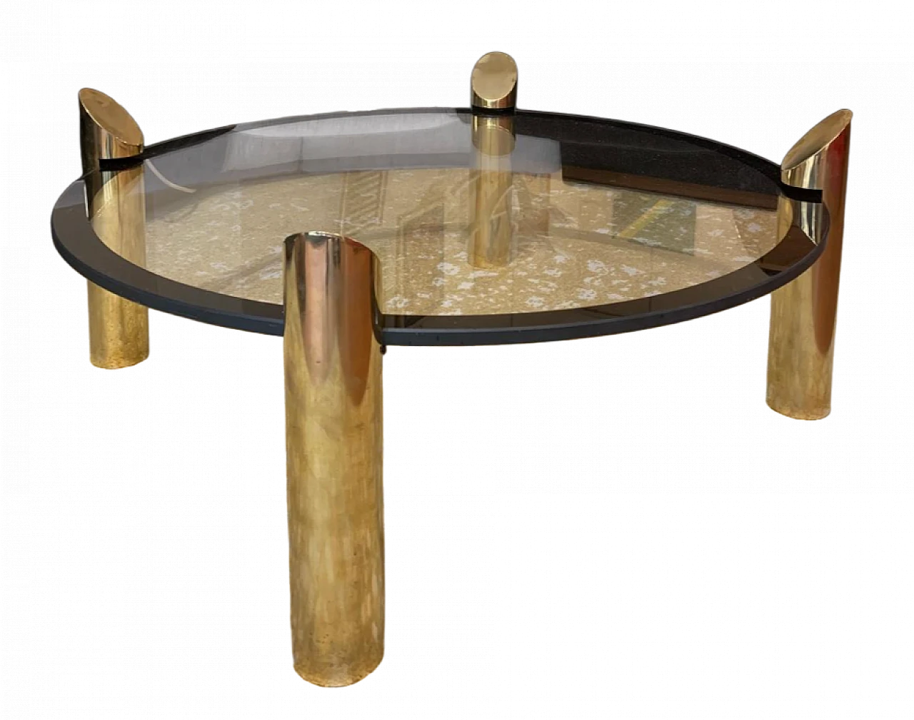 Round coffee table with back-painted glass top, 1970s 5