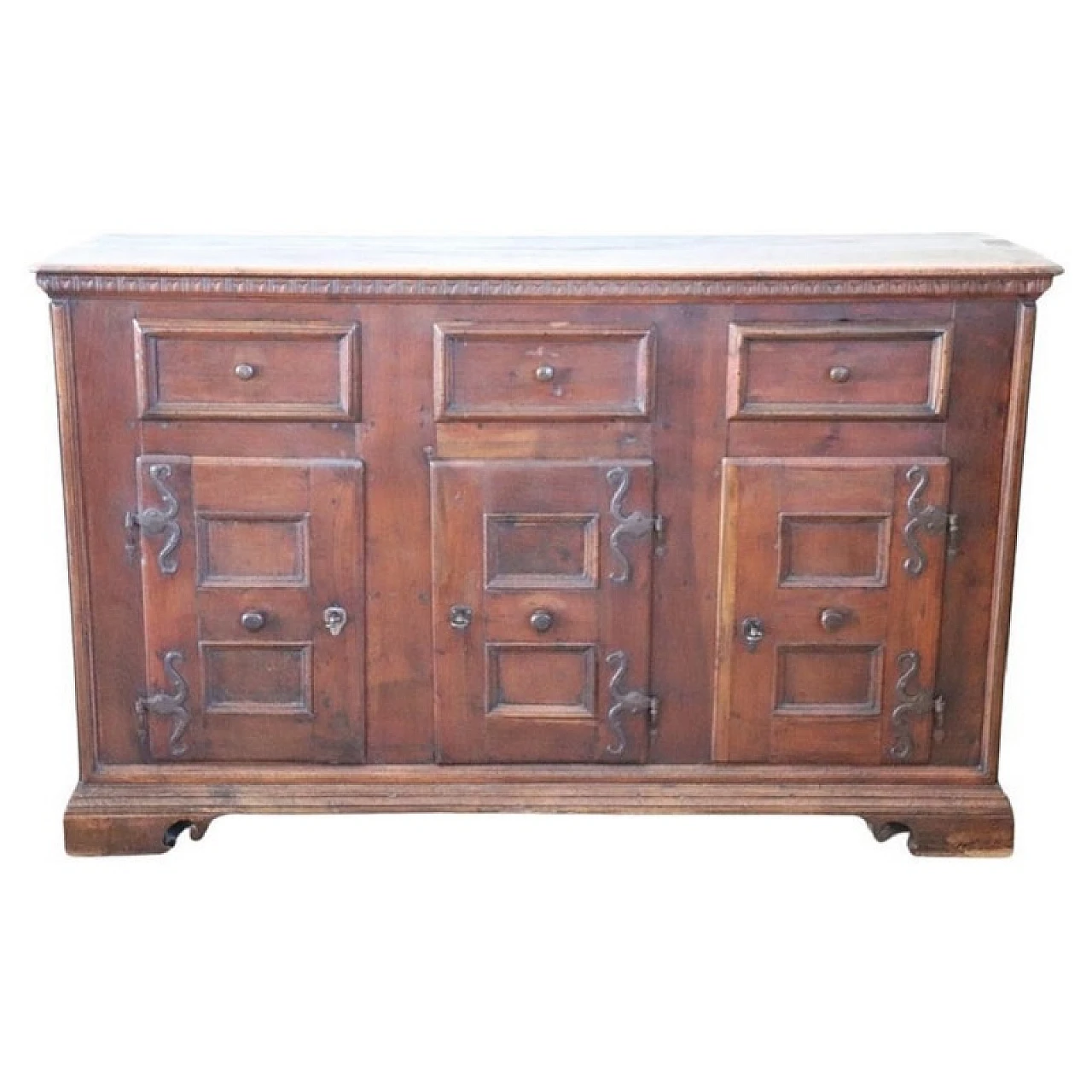 Walnut three-door sideboard with drawers, 17th century 1