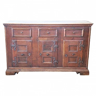 Walnut three-door sideboard with drawers, 17th century