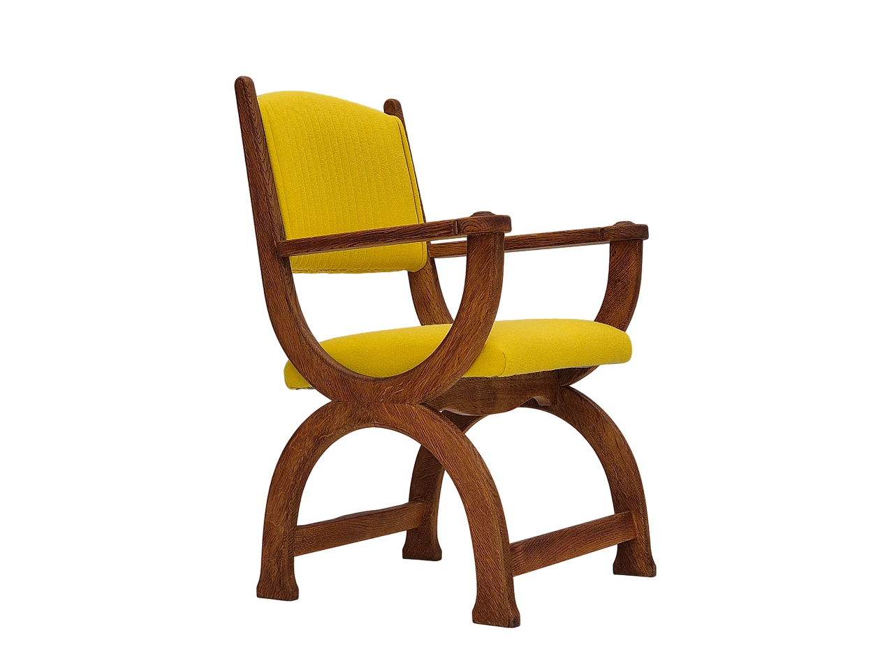 Danish oak and yellow wool armchair, 1950s 22