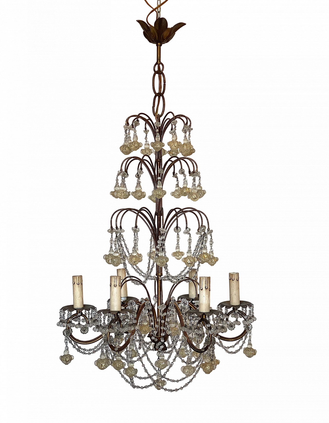 Gilded metal and Murano glass chandelier, 1960s 7