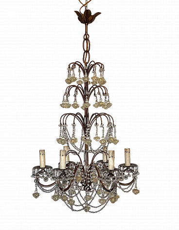 Gilded metal and Murano glass chandelier, 1960s