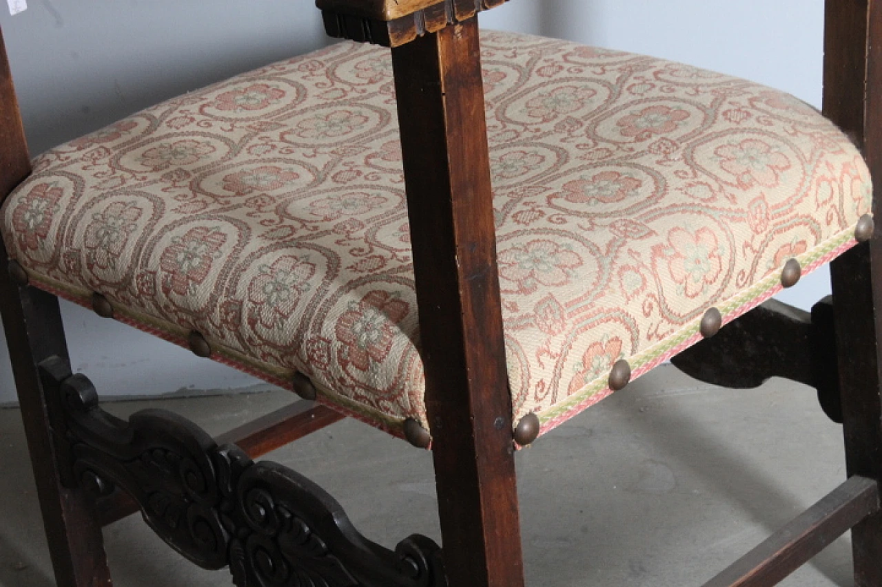 Solid walnut and fabric fratina armchair, 17th century 12