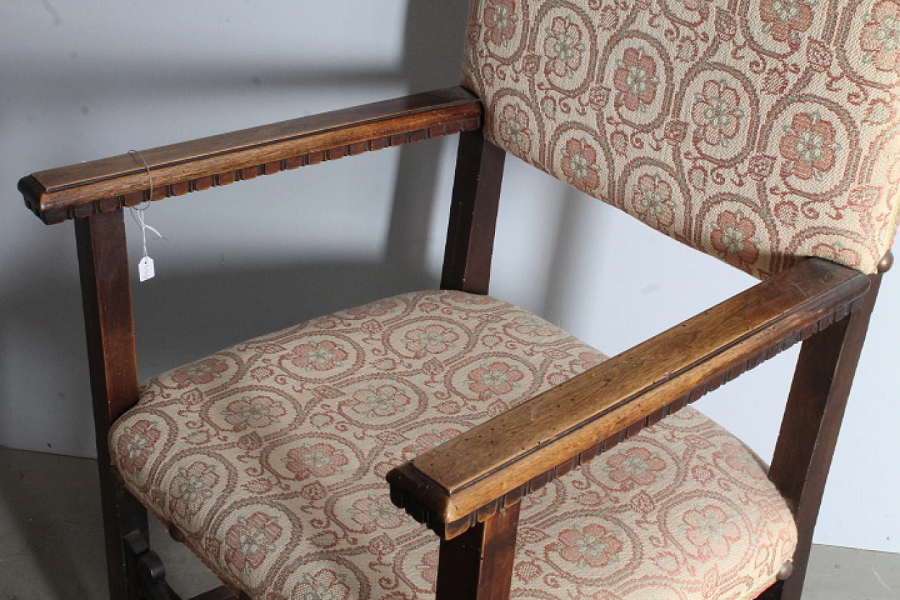 Solid walnut and fabric fratina armchair, 17th century 13