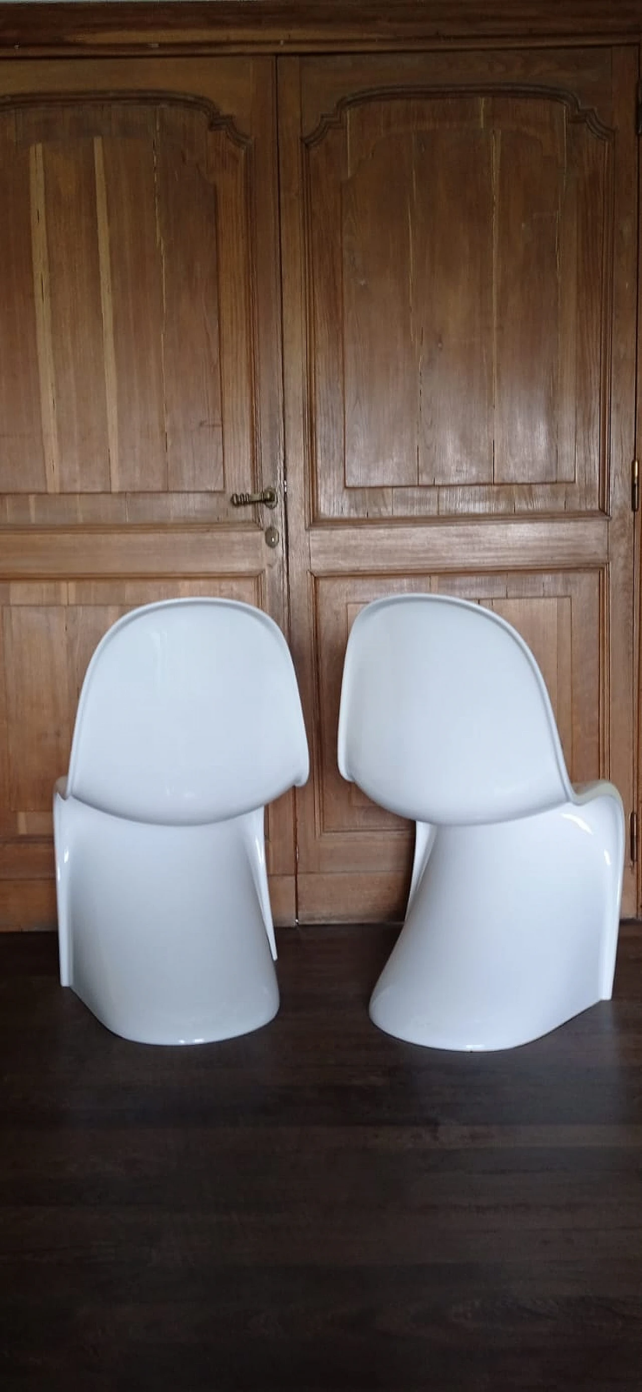 Pair of white Panton Classic Chair S chairs by Vitra, 1990s 5