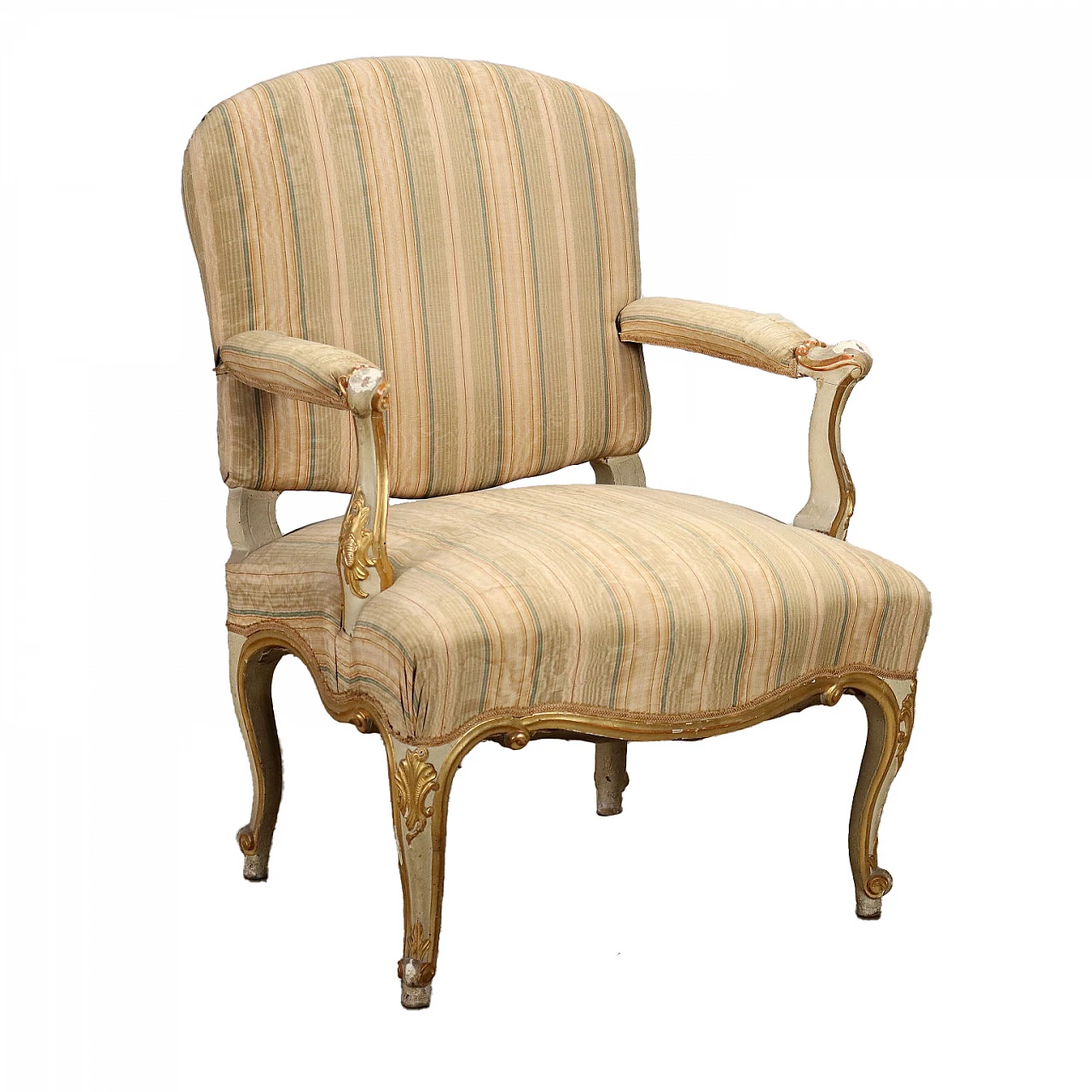 Eclectic-style upholstered wooden armchair, 19th century 1