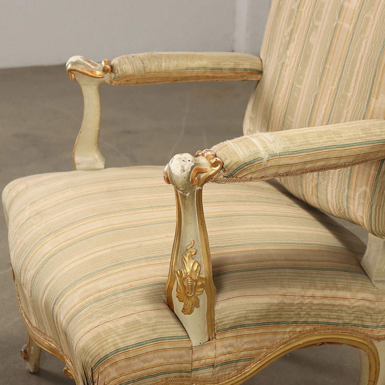 Eclectic-style upholstered wooden armchair, 19th century 3