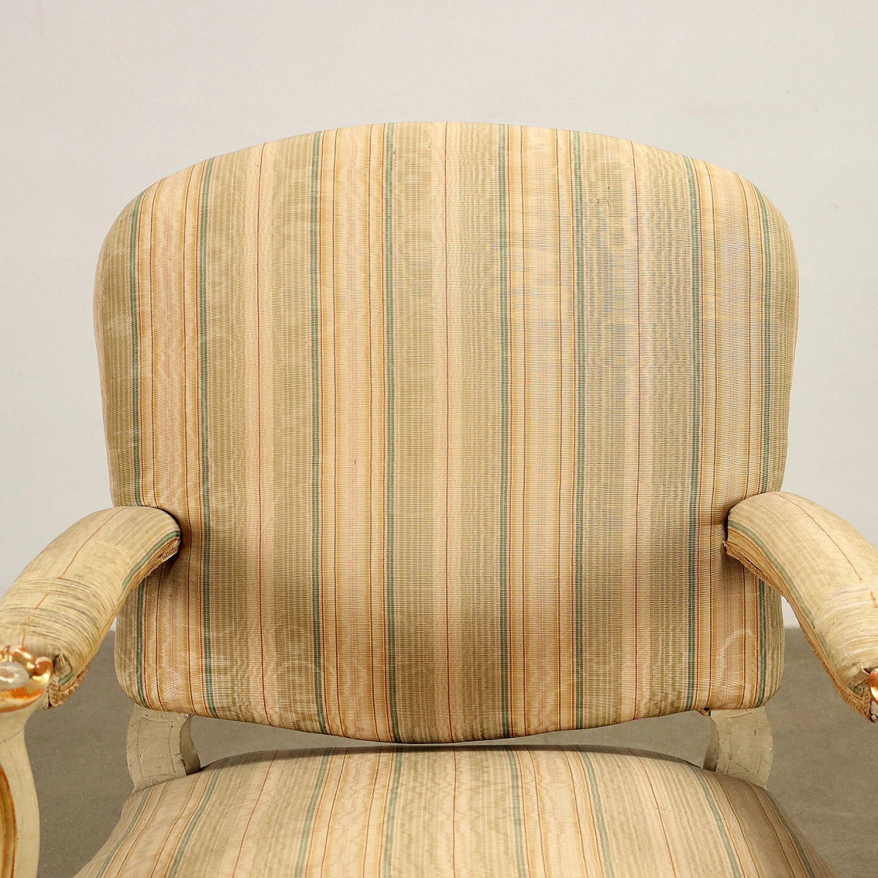 Eclectic-style upholstered wooden armchair, 19th century 4