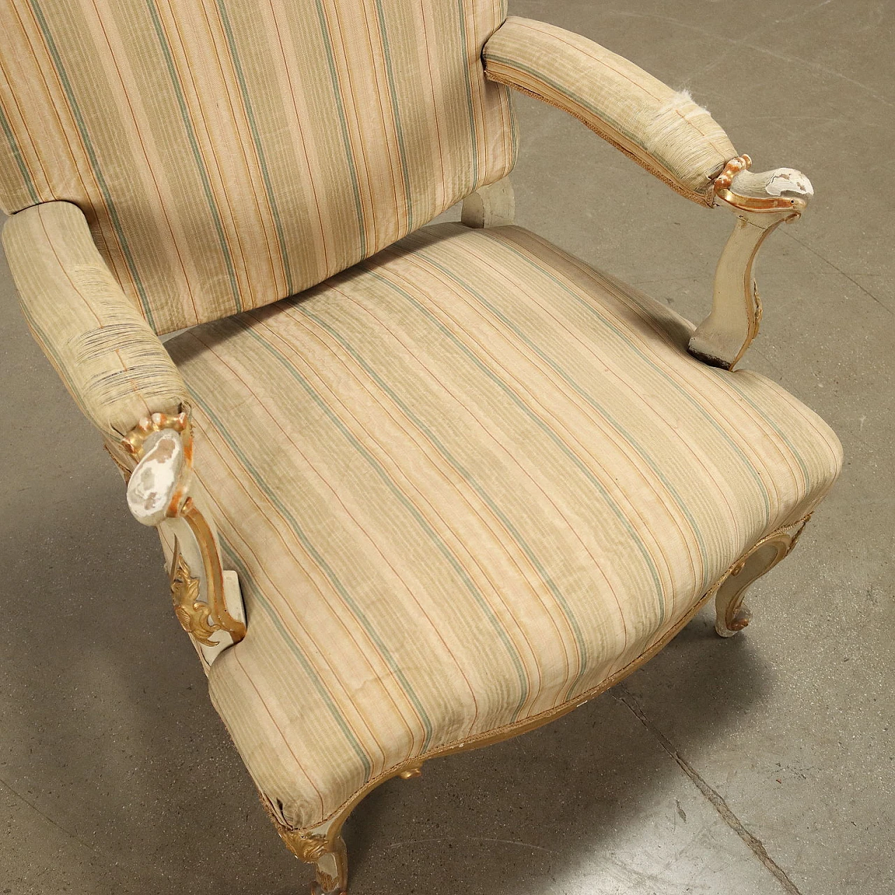 Eclectic-style upholstered wooden armchair, 19th century 7