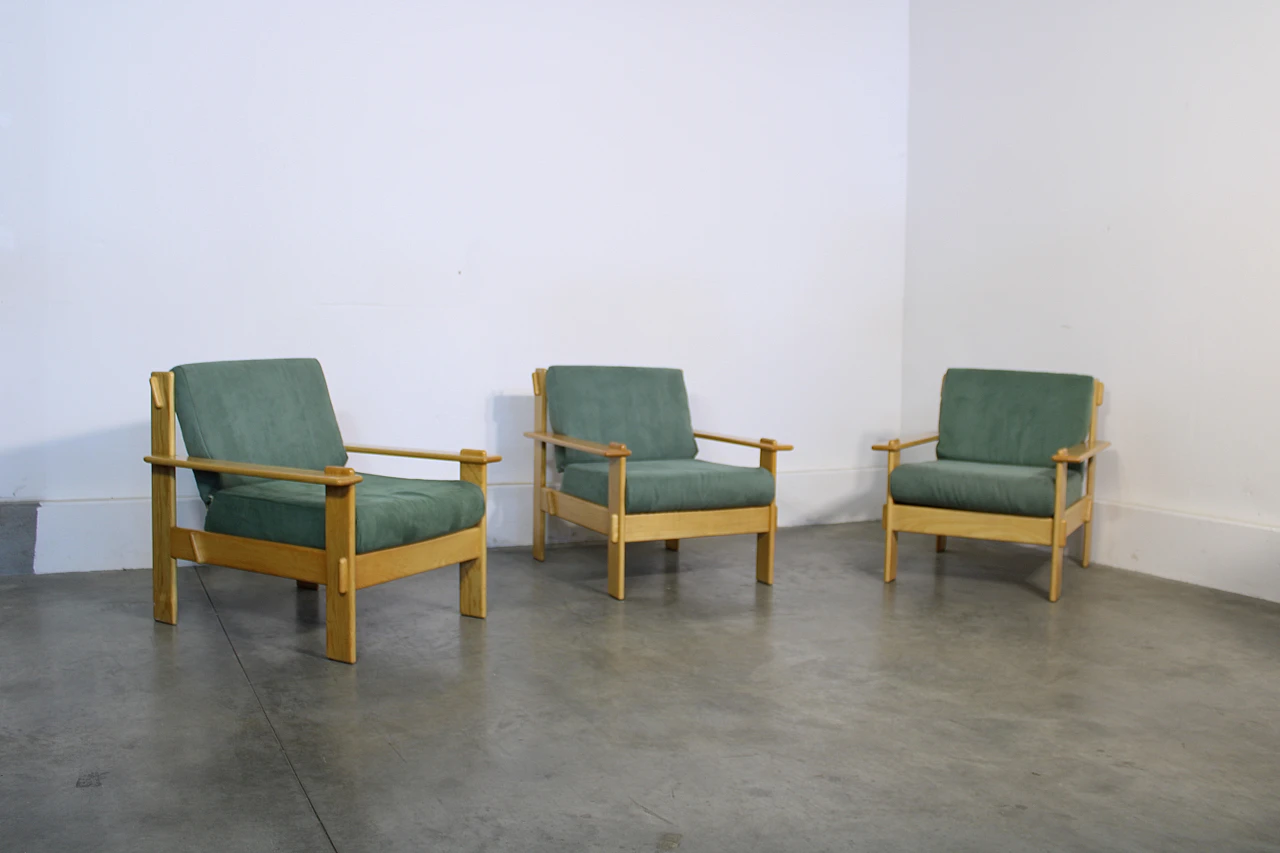 3 Ash armchairs in the Afra and Tobia Scarpa style, 1970s 2