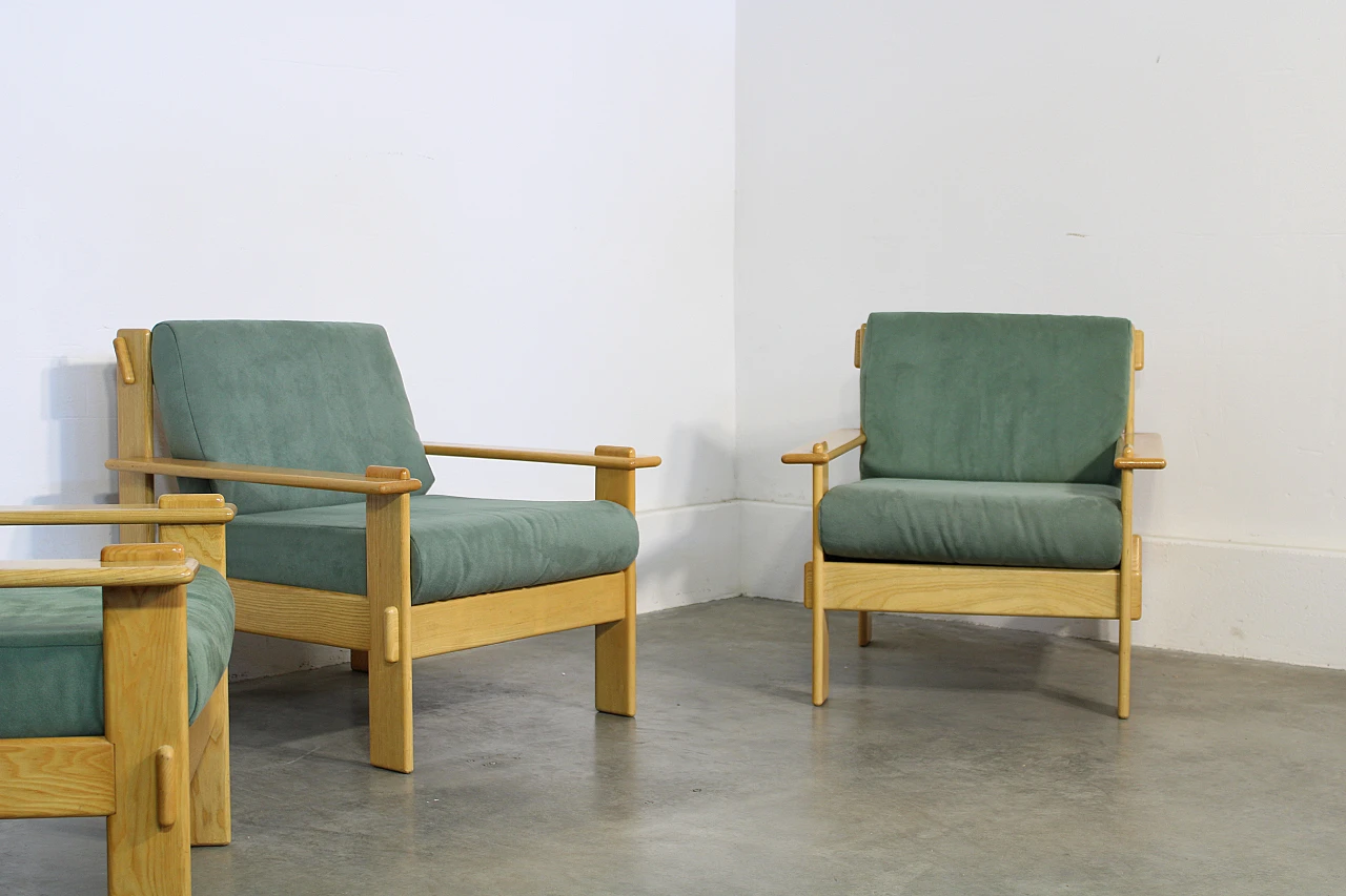 3 Ash armchairs in the Afra and Tobia Scarpa style, 1970s 4