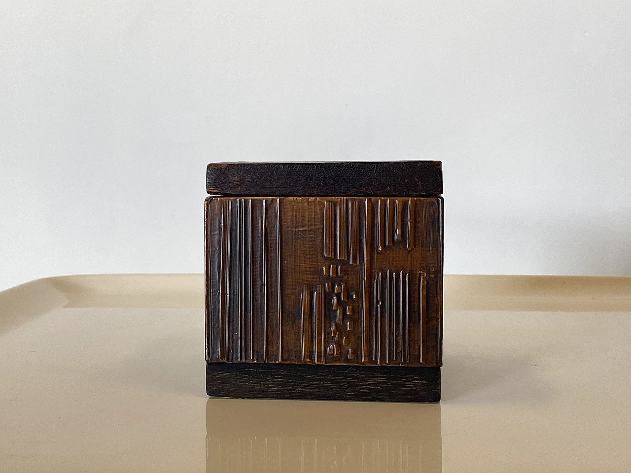 Pair of squared boxes in wood & copper by Victor Cerrato, 1960s 2