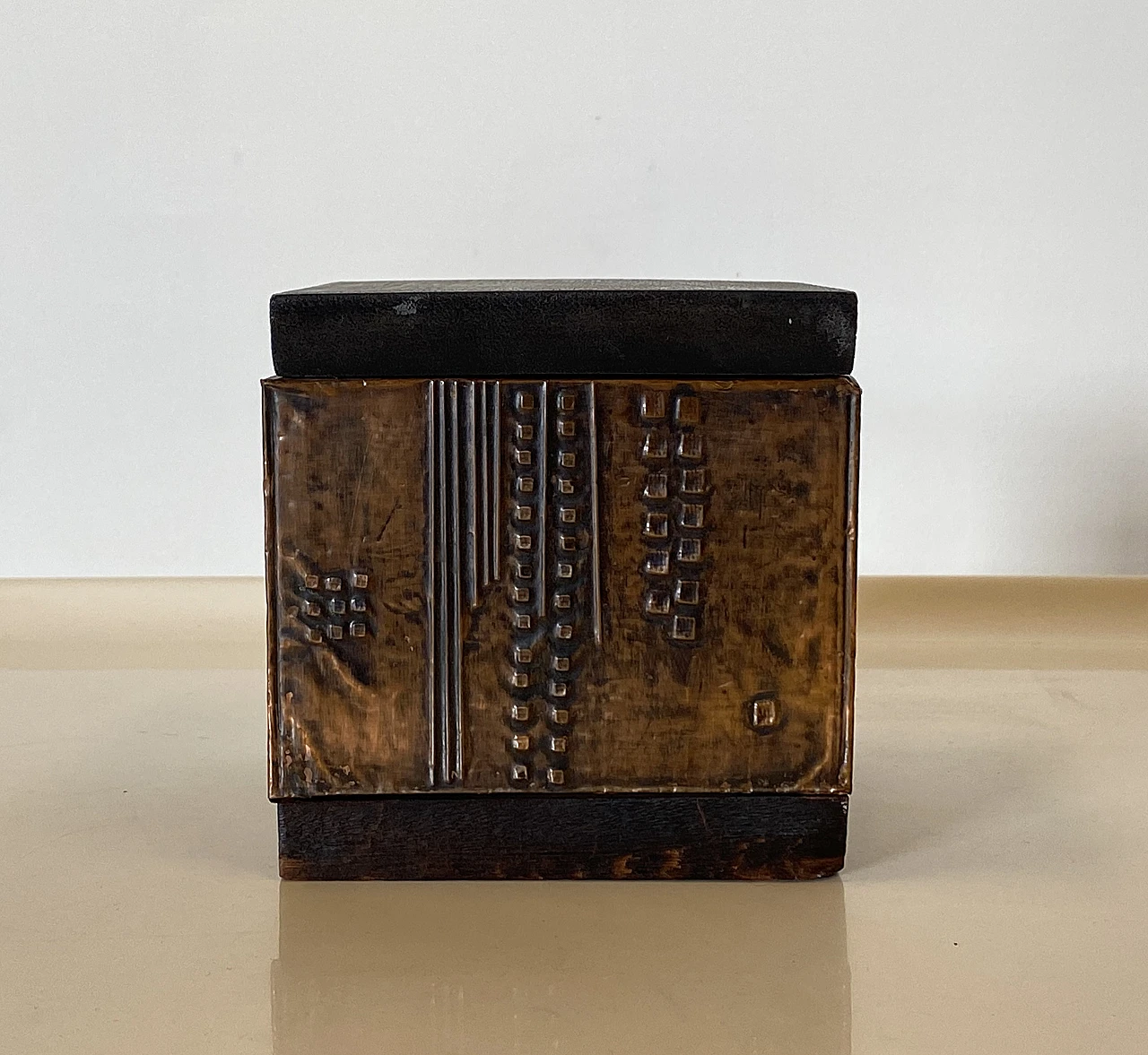 Pair of squared boxes in wood & copper by Victor Cerrato, 1960s 8