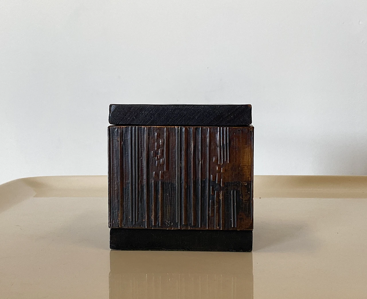 Pair of squared boxes in wood & copper by Victor Cerrato, 1960s 11