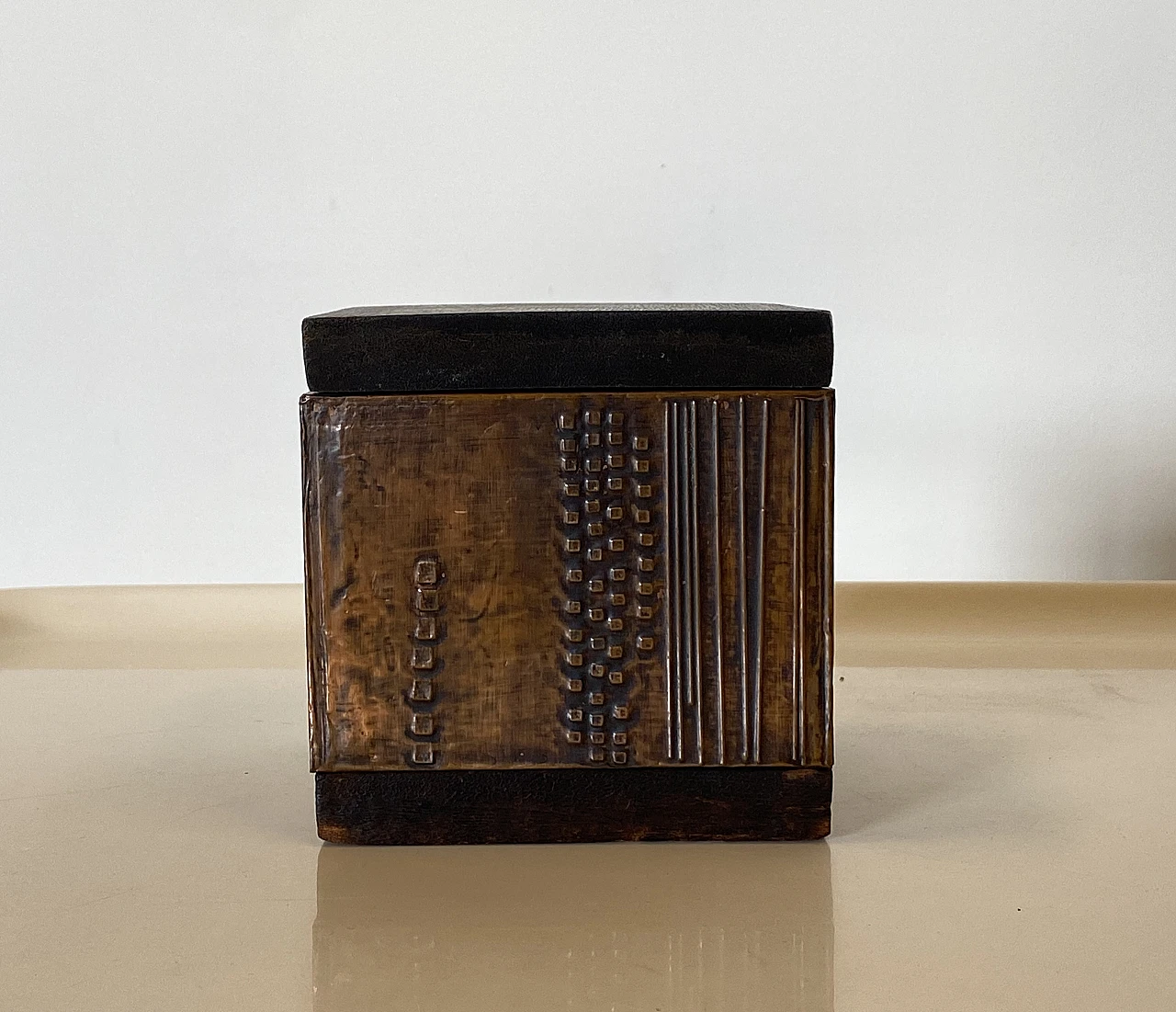 Pair of squared boxes in wood & copper by Victor Cerrato, 1960s 21