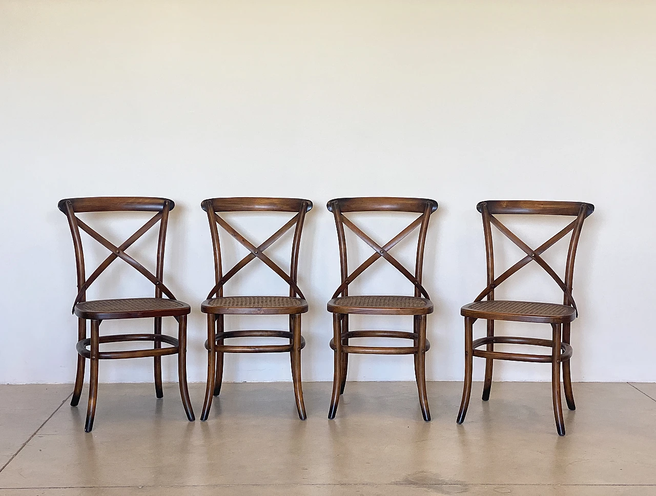 4 Beech and Vienna straw chairs, 1960s 1